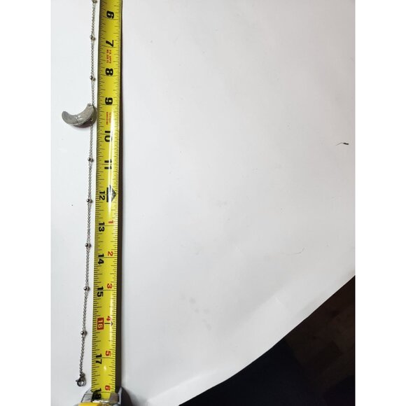 Celestial necklace Silver tone crescent Moon Natural Stone Accent By Lek - Picture 6 of 6